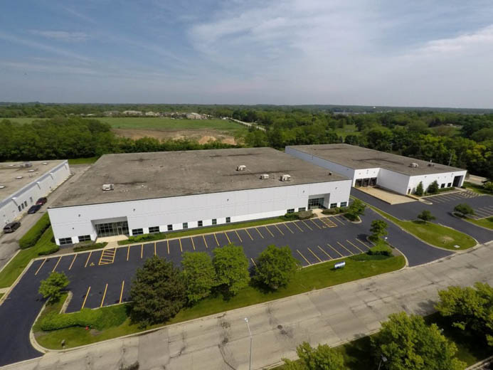 Aerial view of a 82,242 sq. foot industrial property in Wauconda, IL, acquired by Venture One.